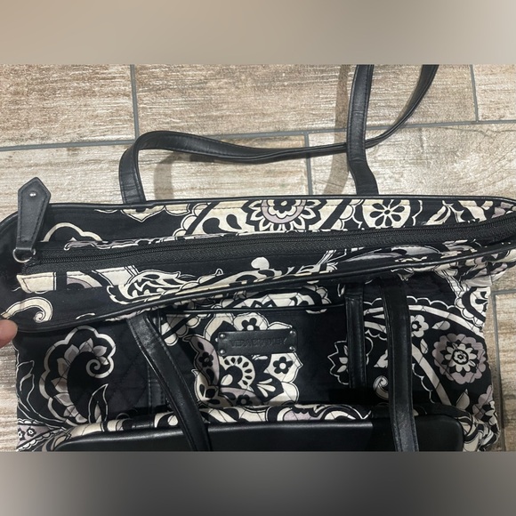Vera Bradley Midnight Paisley Commuter Bag Tote Clean Zip & Pockets READ Trim - Picture 4 of 12
